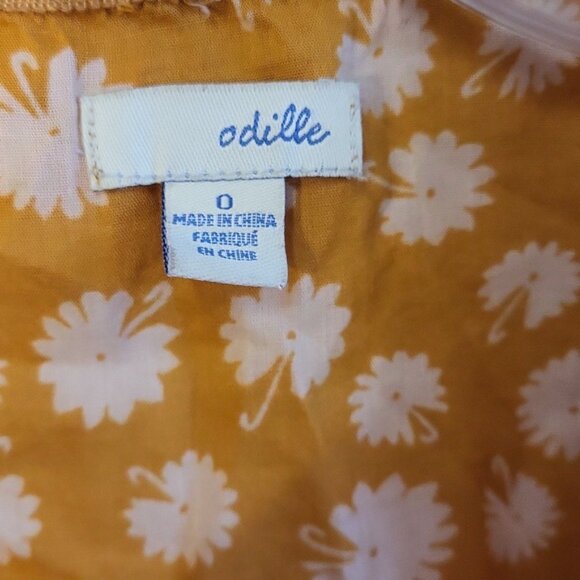 Anthropologie Odille Orange Floral Ruffled Neckline and Cap Sleeve Size P - Picture 3 of 7